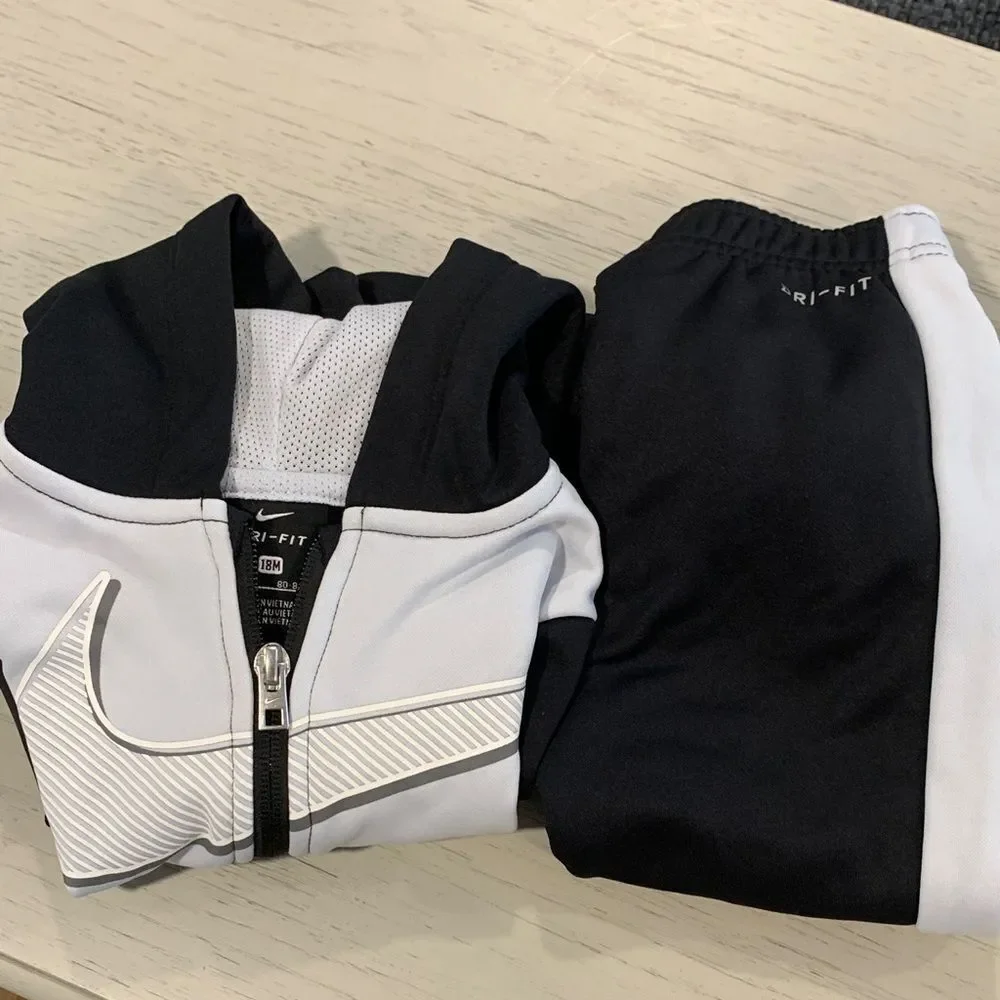 Nike Kids Black and White Dri-FIT Hoodie Set